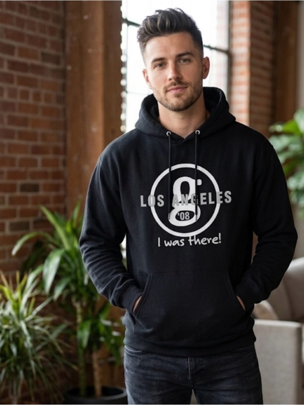 2008 Garth Brooks Los Angeles I Was There Tour Hoodie Sweatshirt Black sz L
